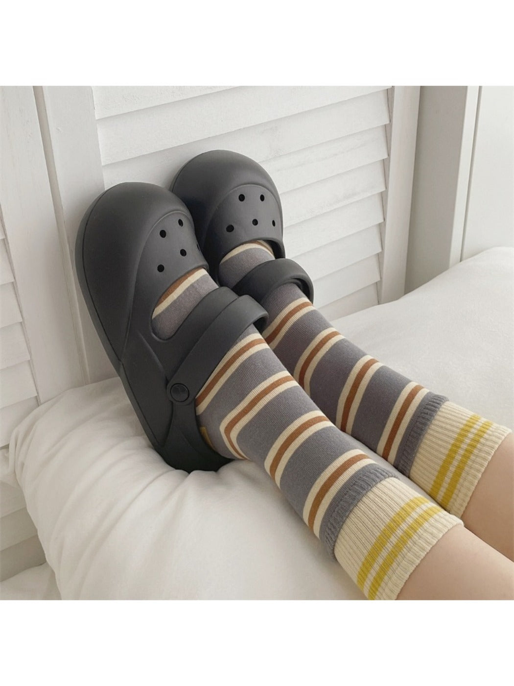 Rufia - Colorful Patchwork Stripe Mid-Calf Socks - Classic & Fresh