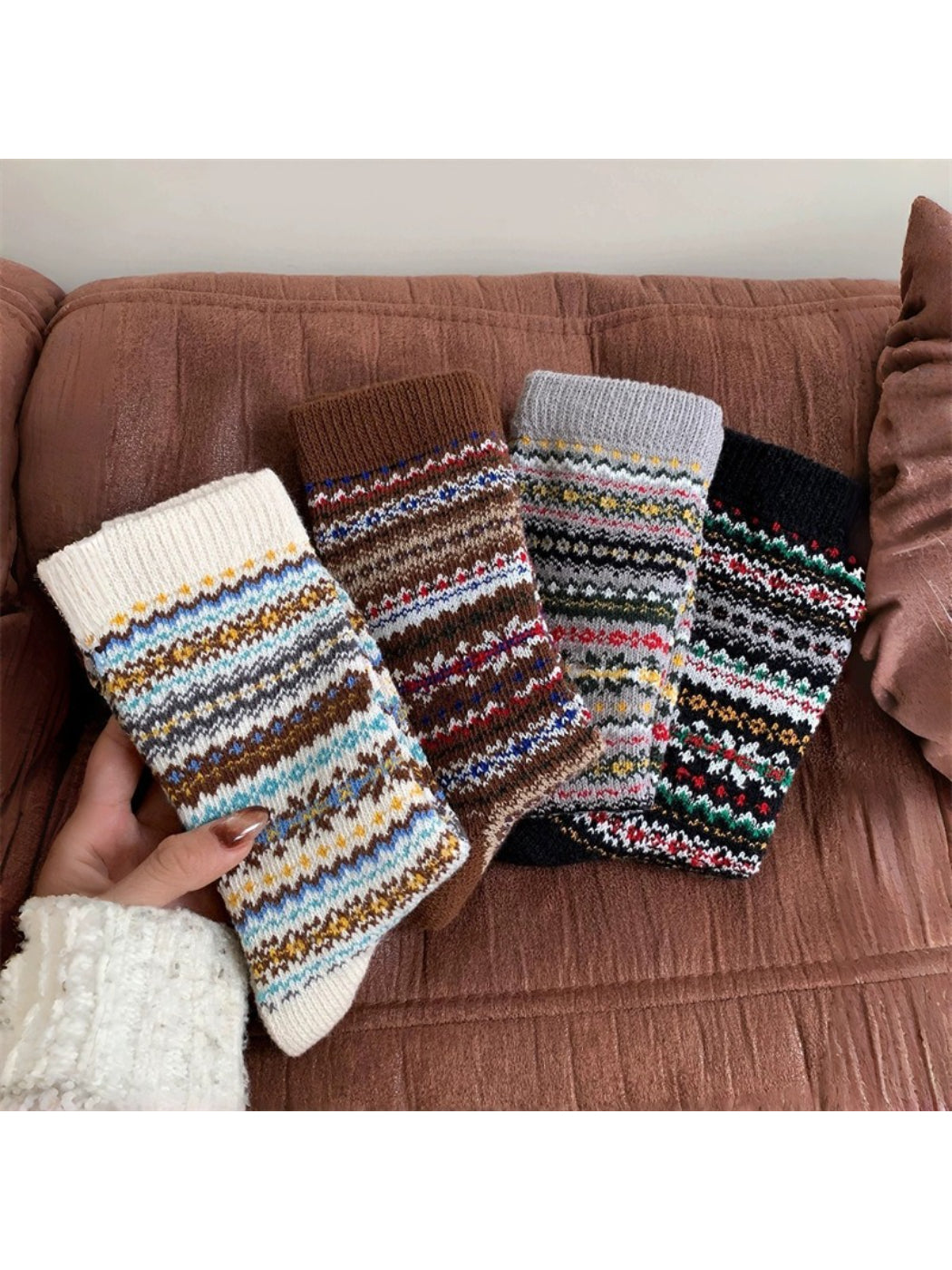 Rufia - Cozy Fair Isle Crew Sock