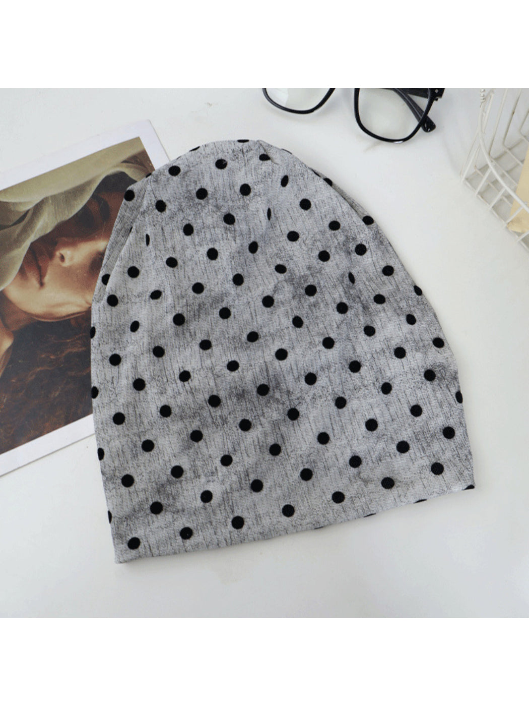 Haila - Polka Dot Twist Front Slouchy Beanie