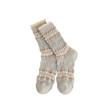 Rufia - Maillard Lace Trim Crew Socks - Elegant & Warm