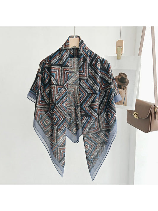 Scarvii Woven Diamond Grid Square Scarf