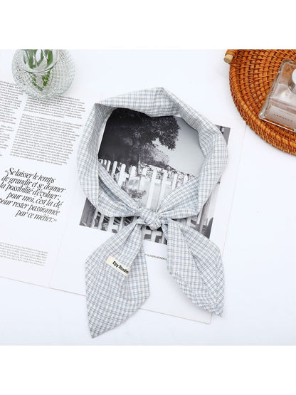 Scarvii - Geometric Check Tie-End Triangle Bandana
