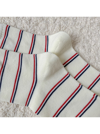 Rufia - Cartoon Dog Embroidered Striped Socks