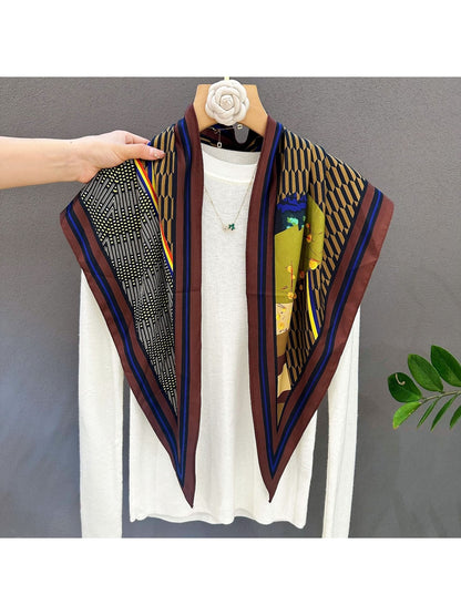 Scarvii - Contrast Border Abstract Pattern Triangle Bandana