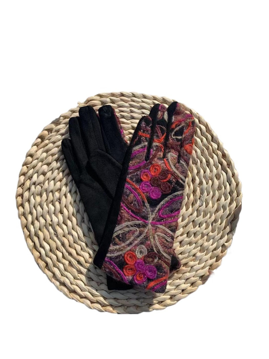 Gloving Boho Embroidered Warm Outdoor Gloves alternate product view