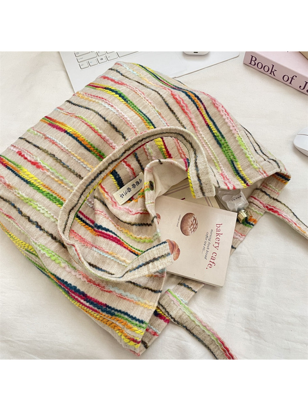Cosbai - Multicolor Stripe Tote Bag