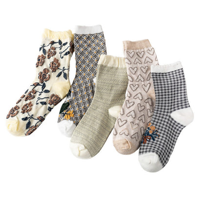 Rufia - Women's Vintage Mid-Calf Quarter Socks - Classsic & Delicate