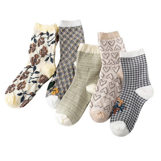 Rufia - Women's Vintage Mid-Calf Quarter Socks - Classsic & Delicate
