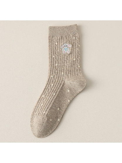 Rufia - Winter Mid-Calf Socks with Cartoon Animal Pattern