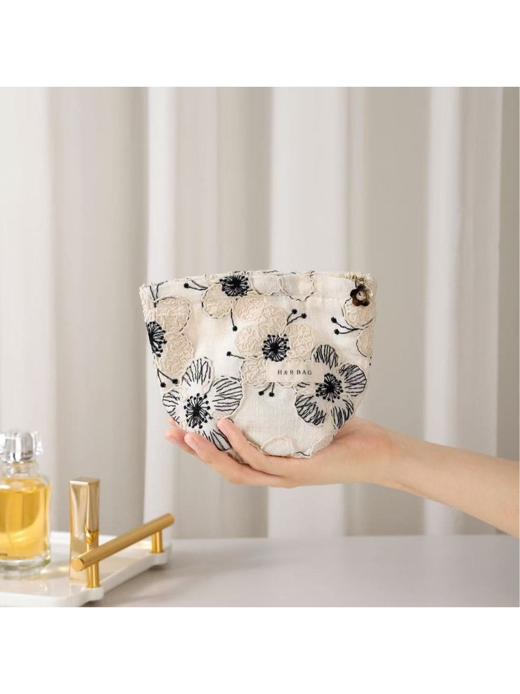 Cosbai - Floral Embroidered Travel Toiletry Bag