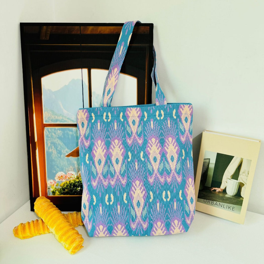 Cosbai - Atlas Print knit Shoulder Bag - Spacious & Vintage