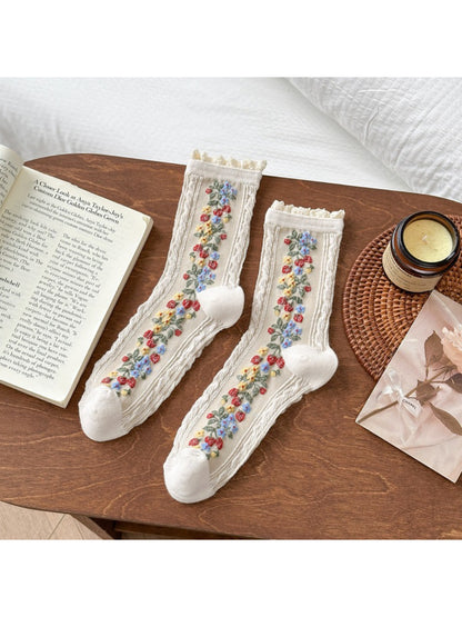 Rufia - Garden Trail Embroidered Crew Socks