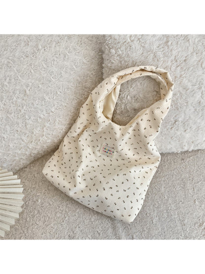 Cosbai – Corduroy Floral Shoulder Tote Bag