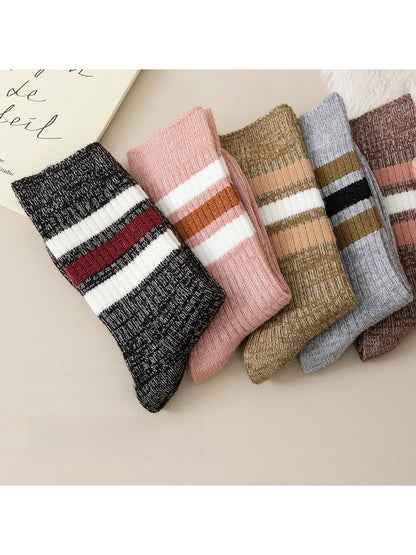Rufia - Simple Triple Stripe Casual Crew Socks