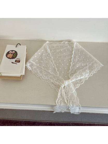 Scarvii - Vintage Lace Triangle Scarf - image 5