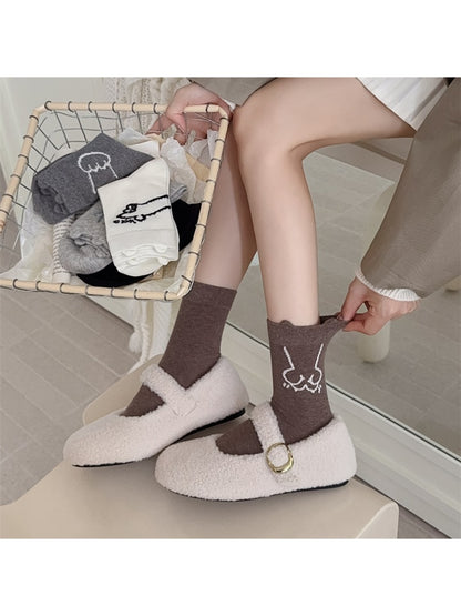 Rufia - Playful Paw Print Crew Socks