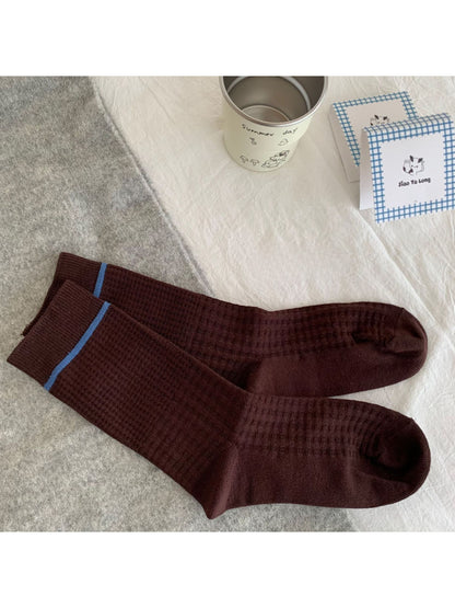 Rufia - Plaid Ruffle Cuff Crew Socks