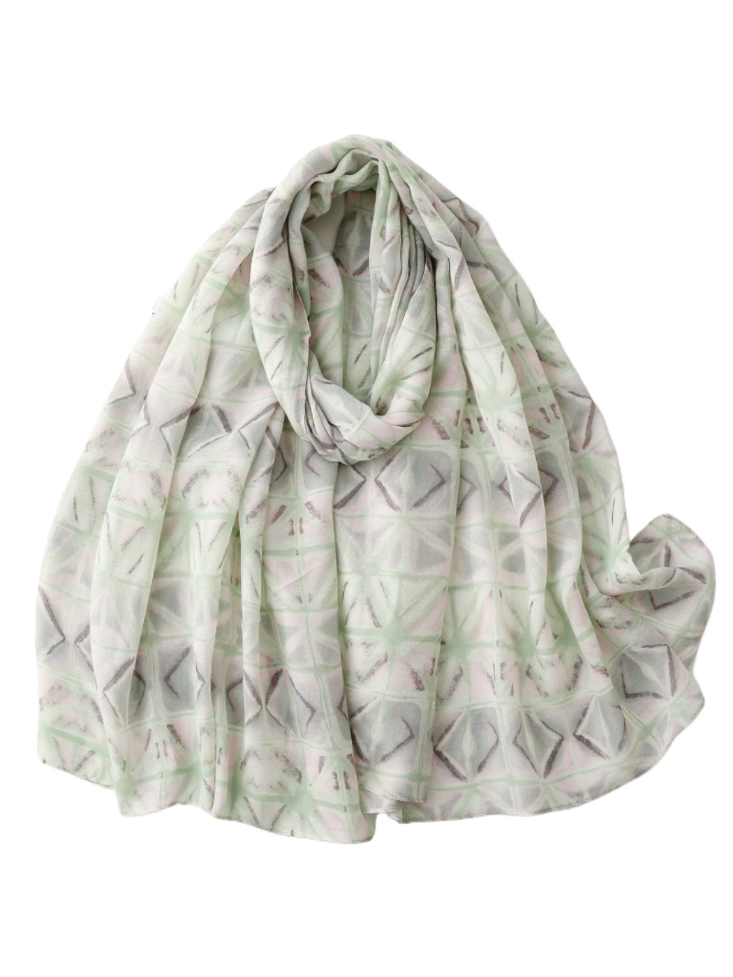 Soft Geo Lightweight Scarf folded showing geometric pattern in neutral tones