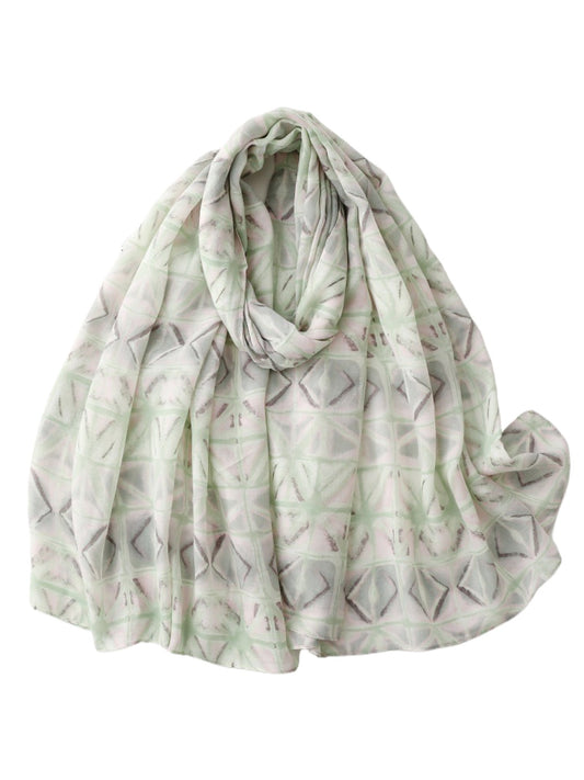 Soft Geo Lightweight Scarf folded showing geometric pattern in neutral tones