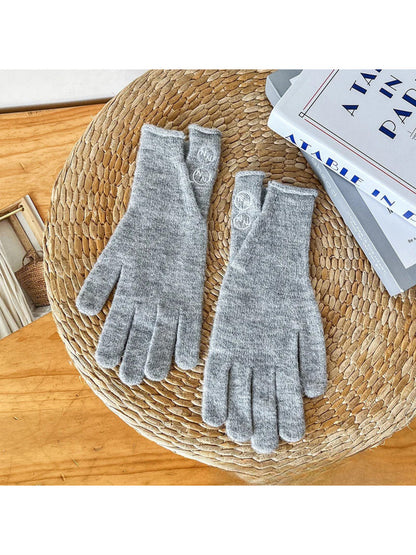 Gloving - Outlined Ball Detail Cuff Touchscreen Gloves