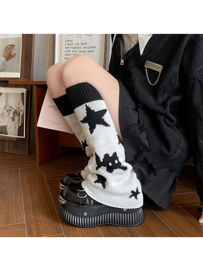 Cozyra - Cartoon Jacquard High Tube Leg Warmers