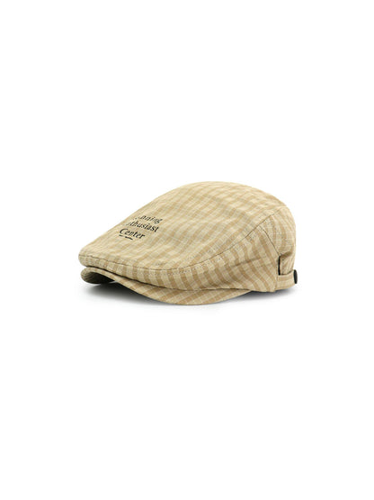 Haila - Grid Check Embroidered Flat Cap
