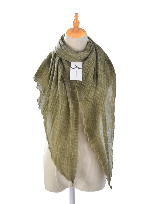 Scarvii - Vintage Solid Color Women's Crinkled Scarf