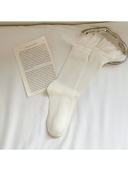 Rufia - Sweet Ruffle Trim Casual Crew Socks