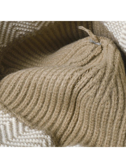 Haila - Herringbone Cuff Textured Knit Beanie