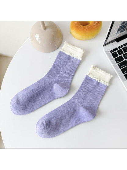 Rufia - Ruffle Cuff Ribbed Crew Socks product image 5