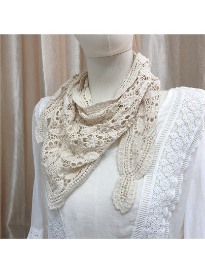 Scarvii - Vintage Floral Hollow Out Triangle Scarf