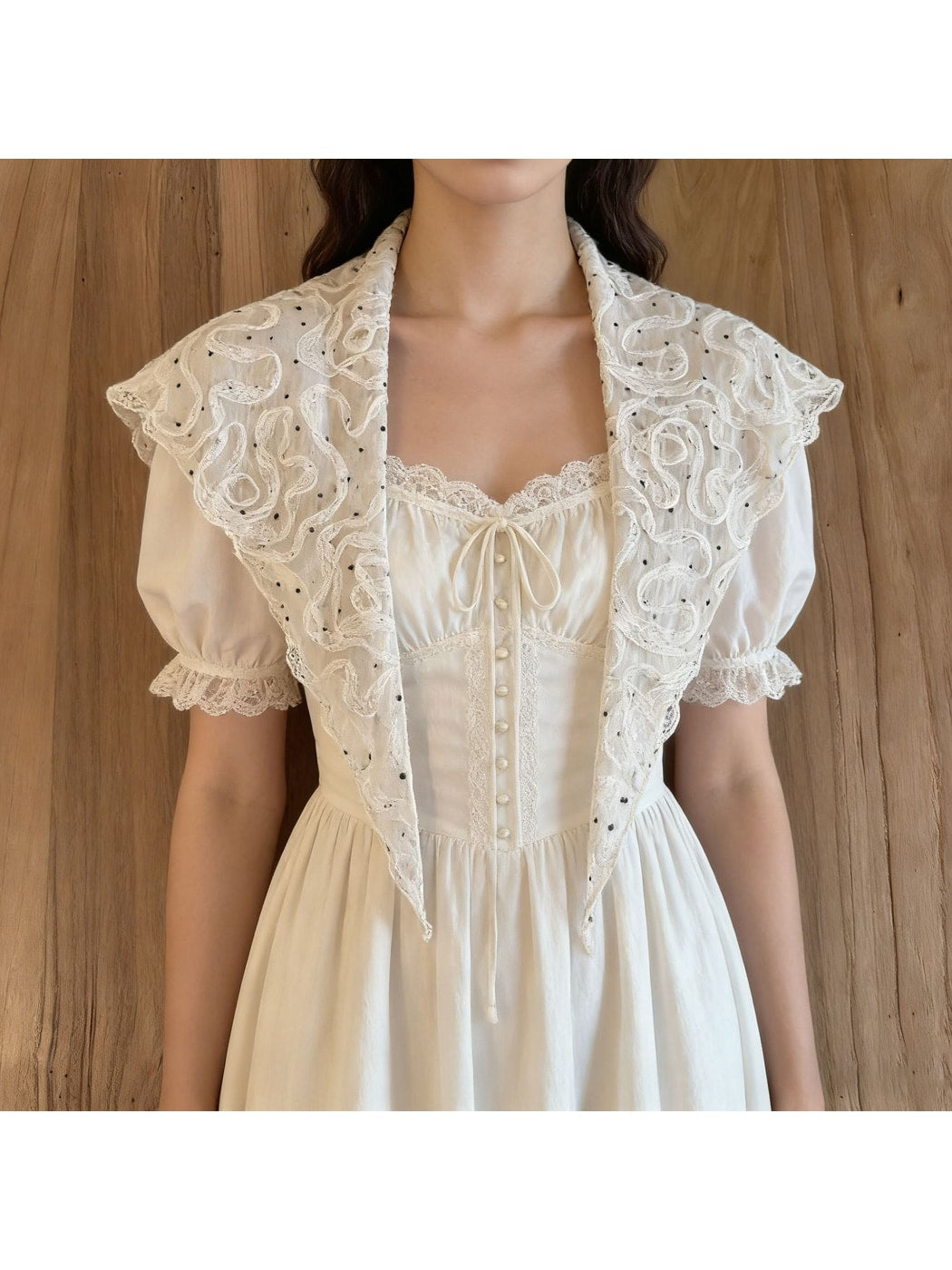 Scarvii - Rustic Embroidered Lace Triangle Scarf