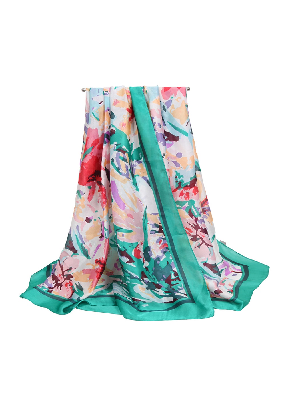 Scarvii - Retro Border Floral Print Scarf