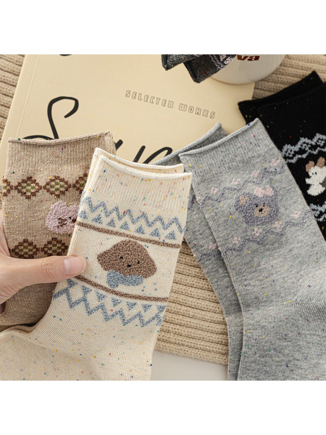 Rufia - Cute Cartoon Dog Mid-Calf Socks for Women
