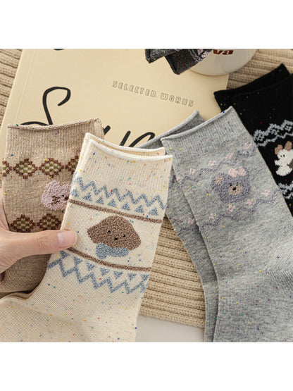 Rufia - Cute Cartoon Dog Mid-Calf Socks for Women