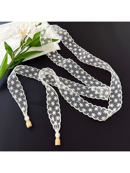 Scarvii - Romantic Floral Lace Long Narrow Scarf