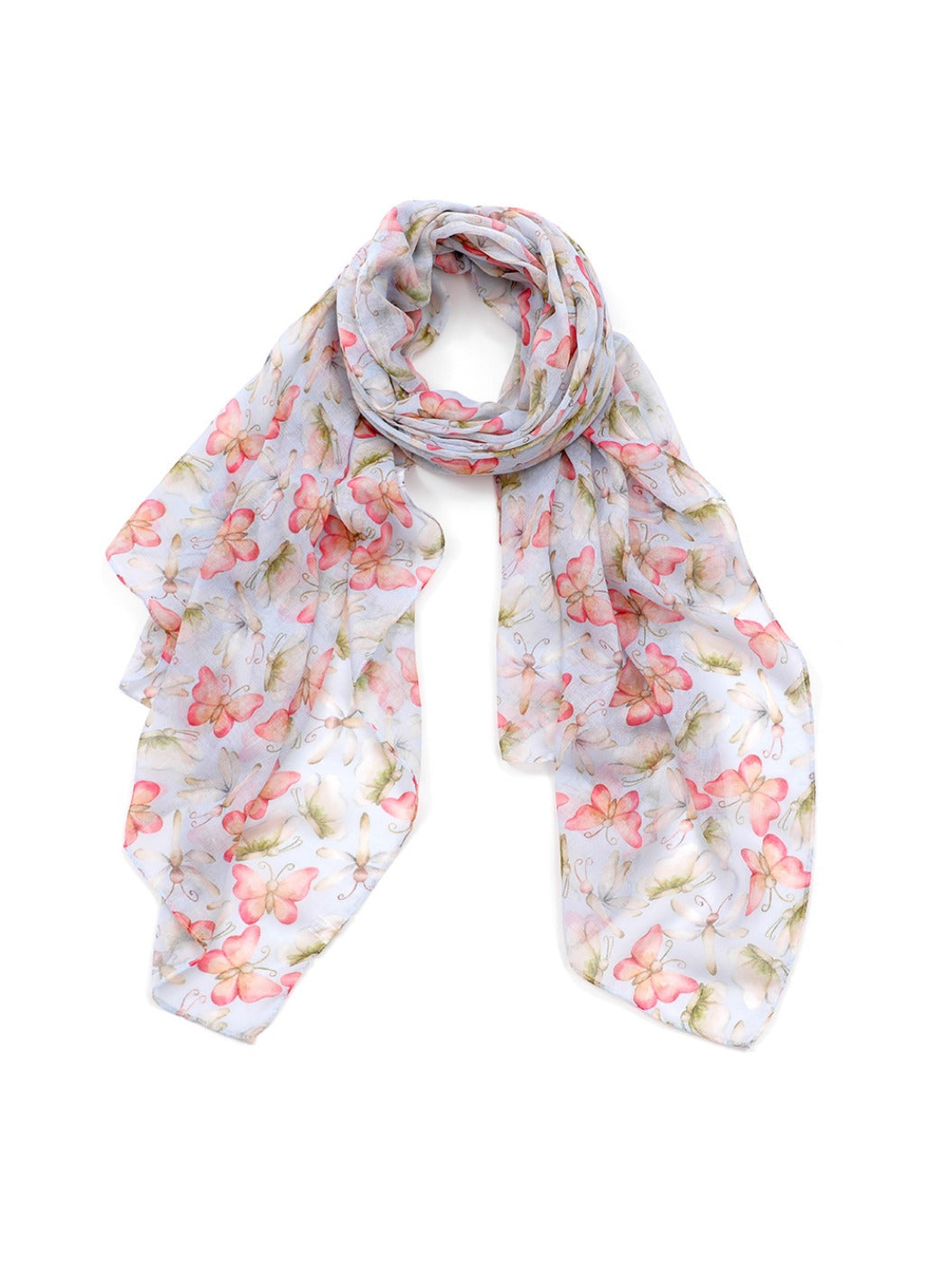 Scarvii - Pink Butterfly Print Scarf