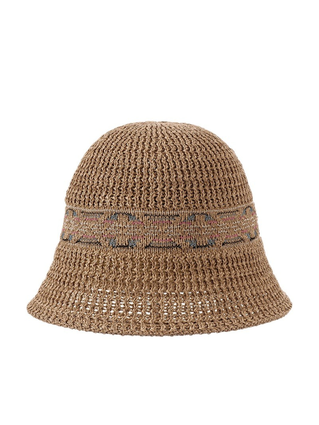 Haila summer hat shown from above emphasizing the circular weave design