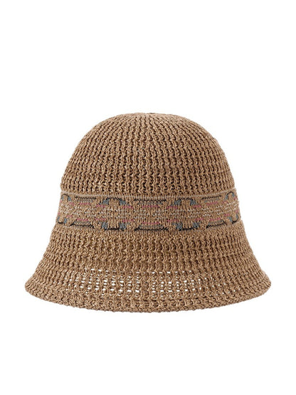 Haila summer hat shown from above emphasizing the circular weave design
