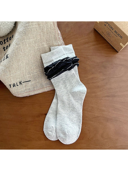 Rufia - Layered Ruffle Cozy Crew Socks