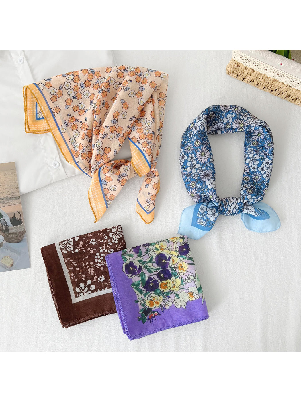 Scarvii Garden Floral Print Square Scarf