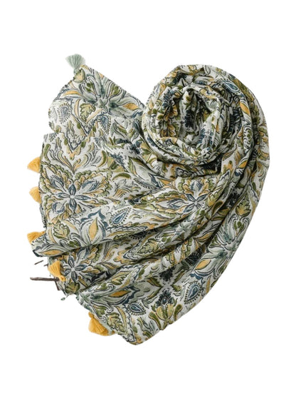 Scarvii - Botanical Paisley Tassel Wrap Scarf