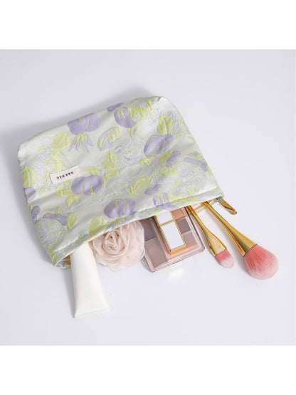 Cosbai - Floral Cosmetic Storage Handheld Pouch Bag