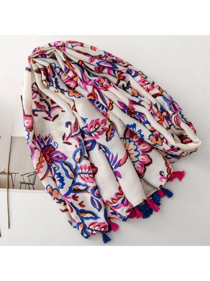 Scarvii - Bold Floral Motif Detail Scarf