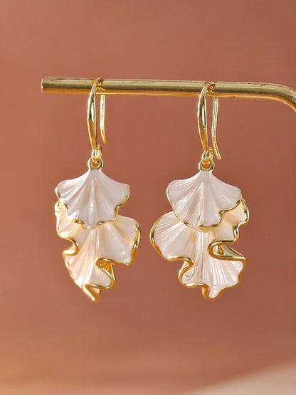 Earwish - Irregular Ginkgo Leaf Metal Earrings - Elegant & Chic
