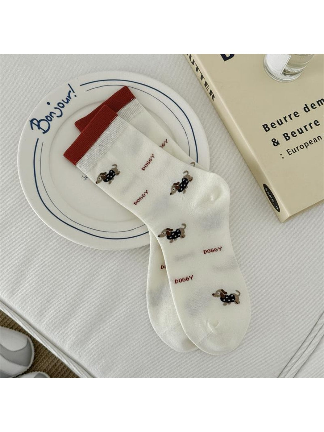 Rufia - Playful Dog Pattern Crew Socks