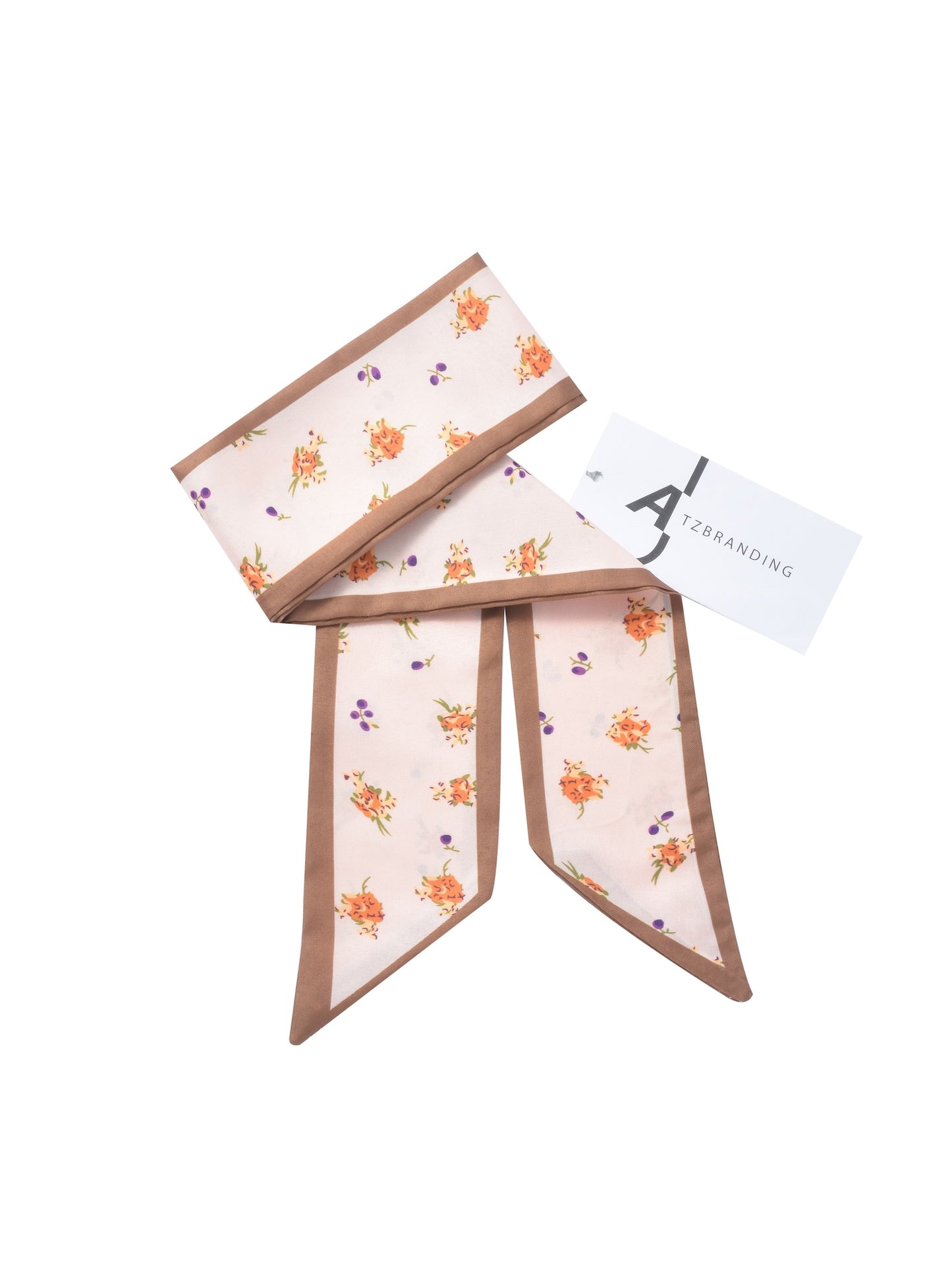 Scarvii - Floral and Heart Print Skinny Scarf