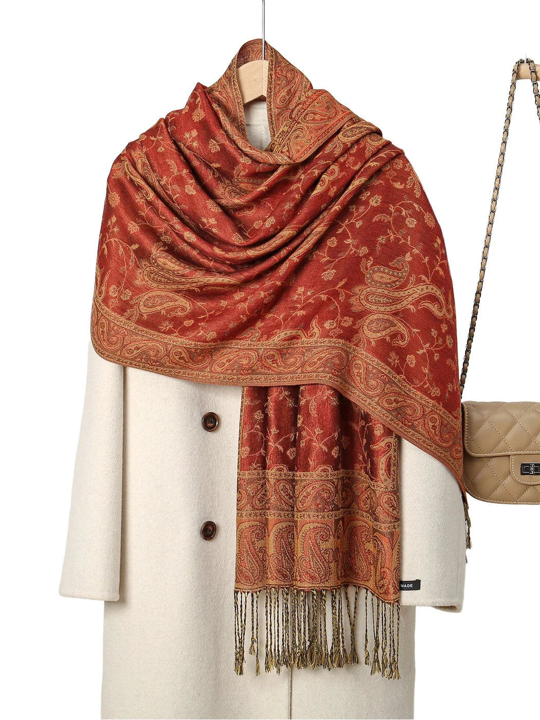 Scarvii - Paisley Floral-Vine Fringe Scarf