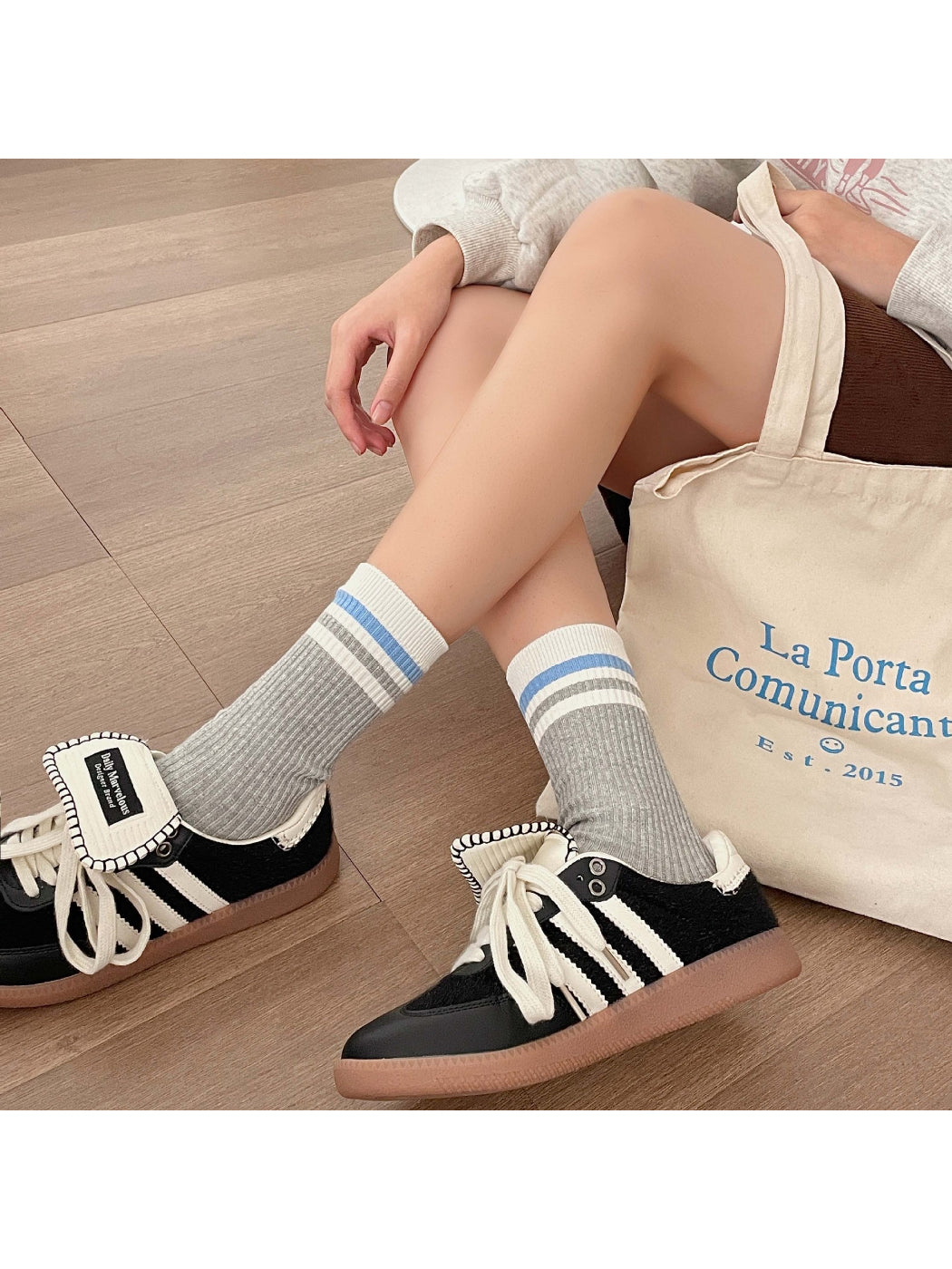 Rufia - Soft Ribbed Stripe Daily Crew Socks product image 2