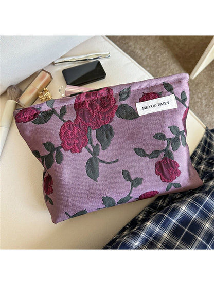 Cosbai - Peony Pattern Handheld Cosmetic Organizer Bag